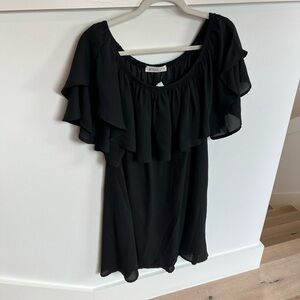 Wanderlux Off-the-shoulder Black Dress with Ruffles in Women’s Small NWT
